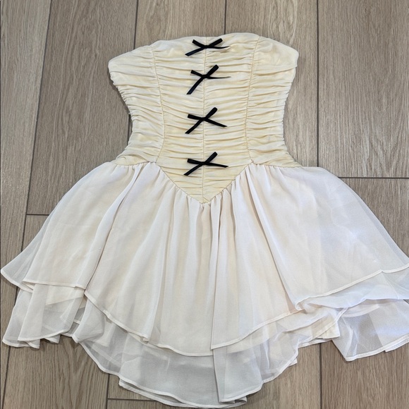 Windsor Prettiest Pick Strapless Bow A-Line Mini Dress Sz M Coquette Whimsical - Picture 4 of 13